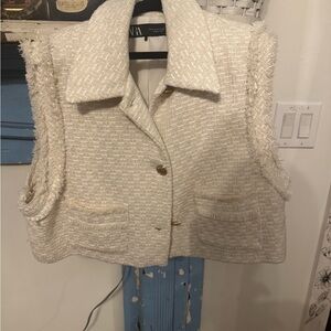 Zara Women's Beige Tweed Vest
